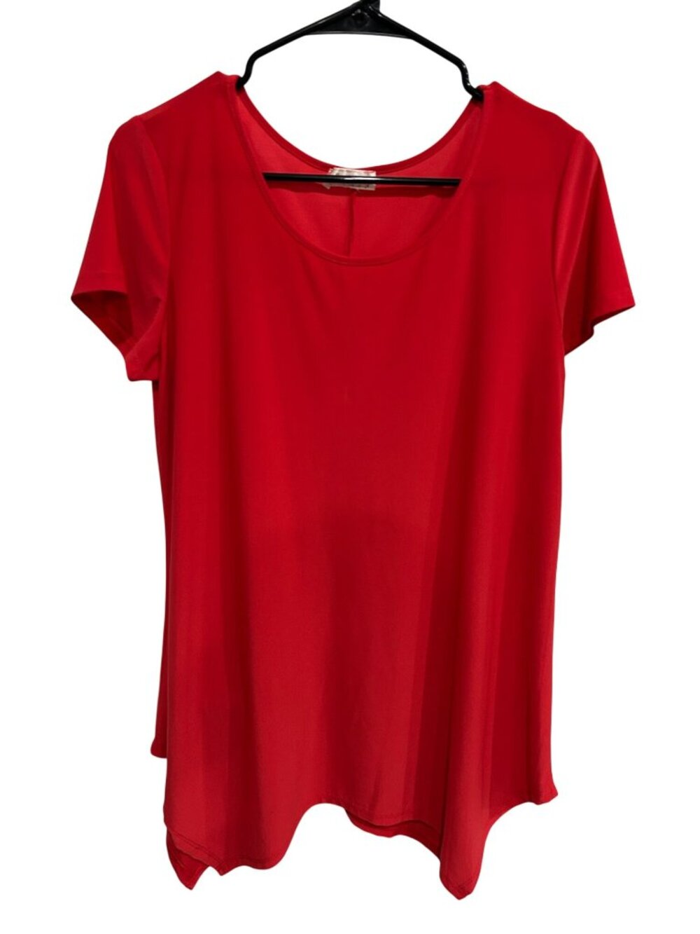 Casual Land Womens Red Short Sleeve Asymmetrical Flowy Tunic Top Gorpcore Boho